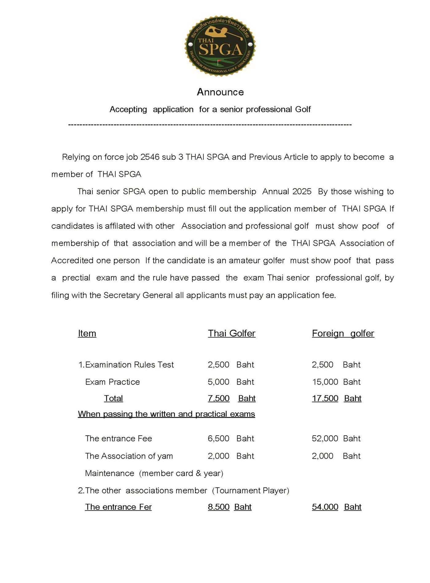 Thai Senior announces member June 01 7